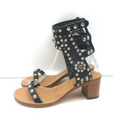 Isabel Marant Ankle Strap Sandals Carol Black Studded Leather Size 39