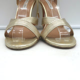 Aquazzura Ari 105 Ankle Wrap Sandals Gold Metallic Leather Size 41