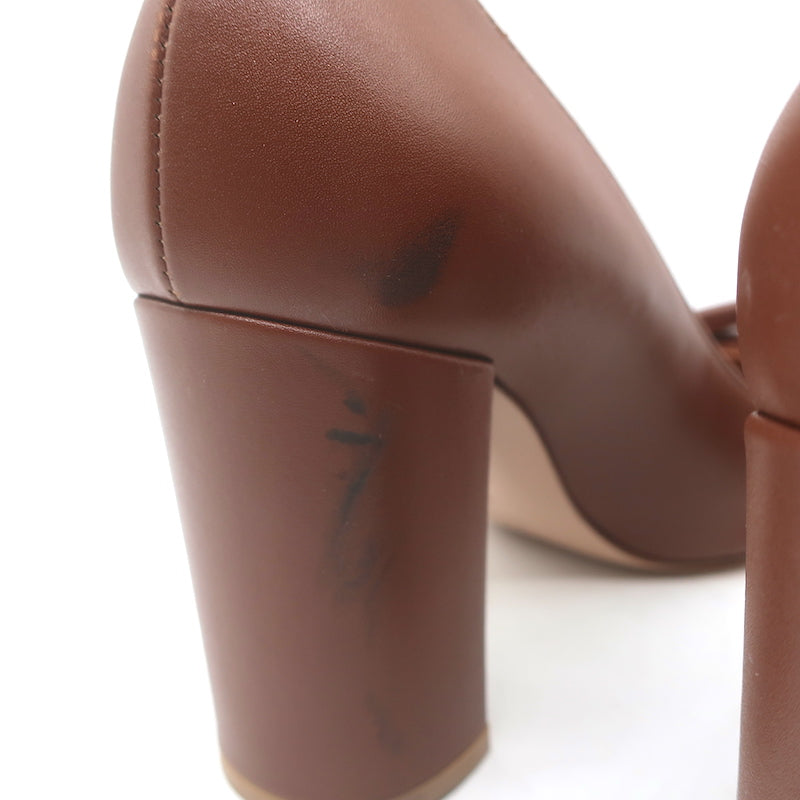 Gianvito Rossi Venezia 85 Pumps Brown Leather Size 36 Pointed Toe Heels