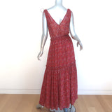 Ulla Johnson Chantelle Tiered Maxi Dress Red Floral Print Silk Georgette Size 2