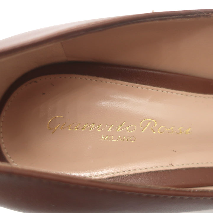 Gianvito Rossi Venezia 85 Pumps Brown Leather Size 36 Pointed Toe Heels