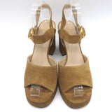 Valentino Fawcette Platform Ankle Strap Sandals Tan Suede Size 36