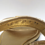 Valentino Roman Stud Slingback Flat Sandals Gold Metallic Leather Size 36