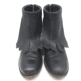 Rupert Sanderson Vrony Fringe Ankle Boots Black Leather Size 37.5 US 8