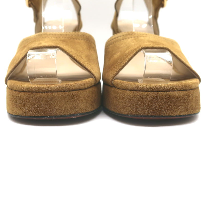 Valentino Fawcette Platform Ankle Strap Sandals Tan Suede Size 36