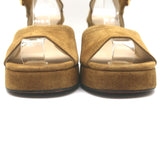 Valentino Fawcette Platform Ankle Strap Sandals Tan Suede Size 36