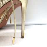 Aquazzura Ari 105 Ankle Wrap Sandals Gold Metallic Leather Size 41