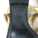 Valentino Roman Stud Slingback Flat Sandals Gold Metallic Leather Size 36