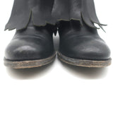 Rupert Sanderson Vrony Fringe Ankle Boots Black Leather Size 37.5 US 8