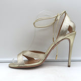 Aquazzura Ari 105 Ankle Wrap Sandals Gold Metallic Leather Size 41