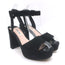 Miu Miu Platform Ankle Strap Sandals Black Suede Size 36 Open Toe Heels