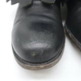 Rupert Sanderson Vrony Fringe Ankle Boots Black Leather Size 37.5 US 8