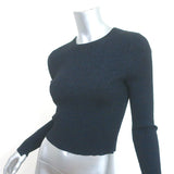 A.L.C. Sweater Black/Blue Metallic Ribbed Knit Size Small Crewneck Pullover