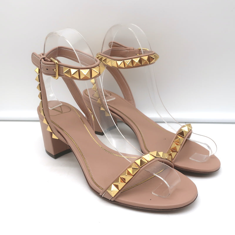 Valentino Rockstud No Limit Sandals Poudre Leather Size 36 Ankle