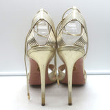 Aquazzura Ari 105 Ankle Wrap Sandals Gold Metallic Leather Size 41