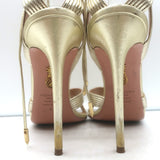 Aquazzura Ari 105 Ankle Wrap Sandals Gold Metallic Leather Size 41