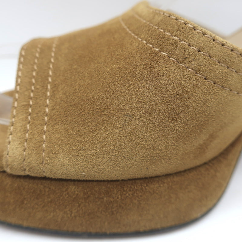 Valentino Fawcette Platform Ankle Strap Sandals Tan Suede Size 36