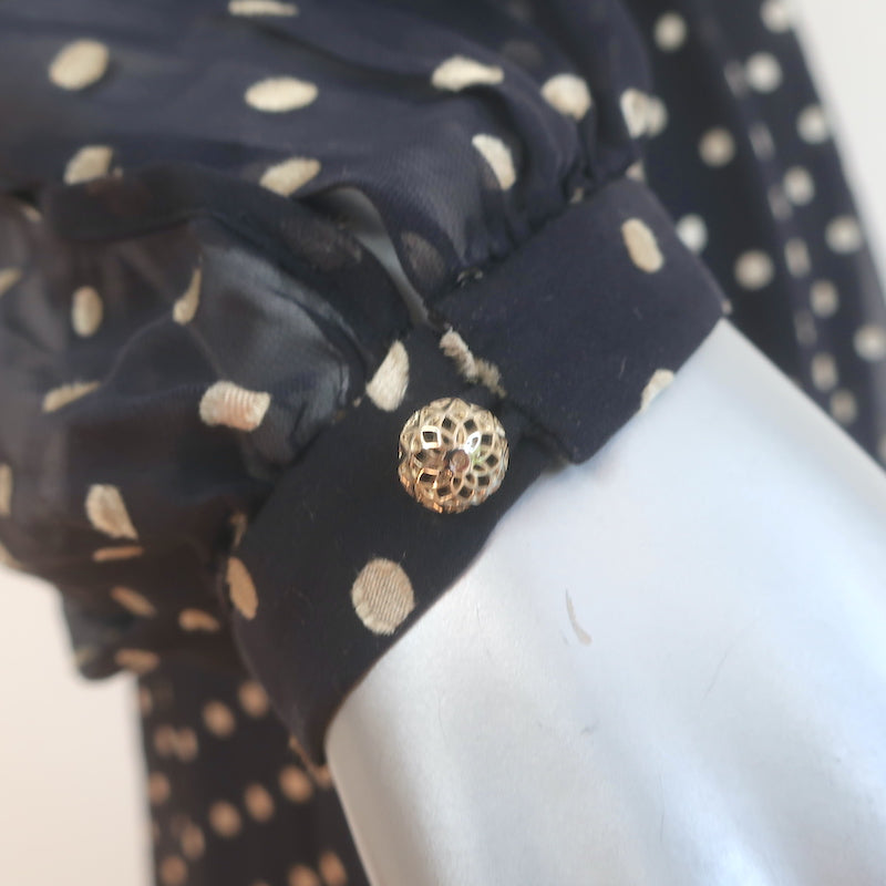Zimmermann Havoc Long Sleeve Midi Dress Black Polka Dot Chiffon Size 0 NEW