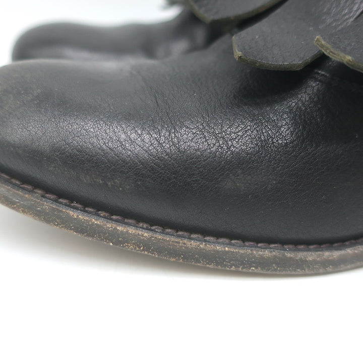 Rupert Sanderson Vrony Fringe Ankle Boots Black Leather Size 37.5 US 8