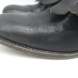 Rupert Sanderson Vrony Fringe Ankle Boots Black Leather Size 37.5 US 8