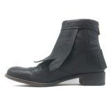Rupert Sanderson Vrony Fringe Ankle Boots Black Leather Size 37.5 US 8