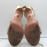 Aquazzura Ari 105 Ankle Wrap Sandals Gold Metallic Leather Size 41