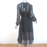 Zimmermann Havoc Long Sleeve Midi Dress Black Polka Dot Chiffon Size 0 NEW