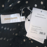 Zimmermann Havoc Long Sleeve Midi Dress Black Polka Dot Chiffon Size 0 NEW