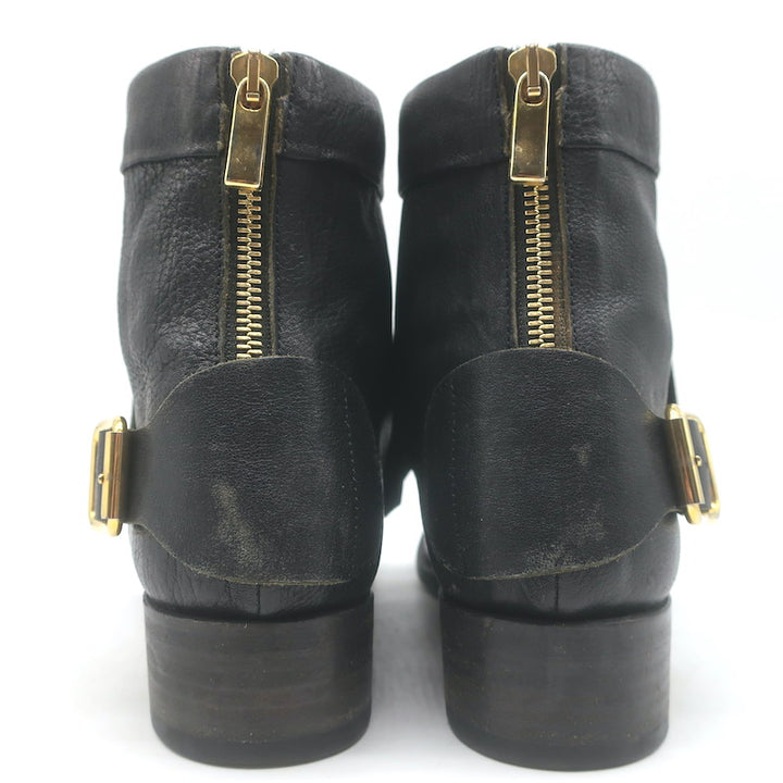 Rupert Sanderson Vrony Fringe Ankle Boots Black Leather Size 37.5 US 8