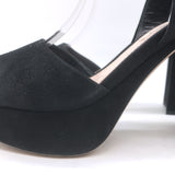 Miu Miu Platform Ankle Strap Sandals Black Suede Size 36 Open Toe Heels