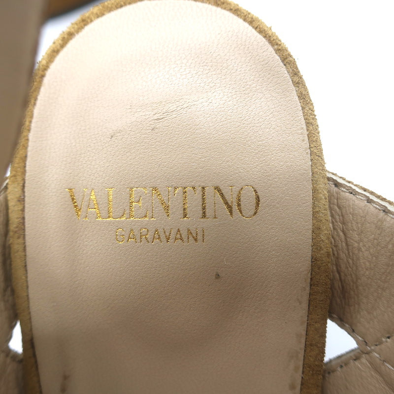 Valentino Fawcette Platform Ankle Strap Sandals Tan Suede Size 36