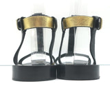 Saint Laurent Colorblock T-Strap Sandals Black & Metallic Leather Size 38.5