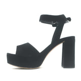 Miu Miu Platform Ankle Strap Sandals Black Suede Size 36 Open Toe Heels
