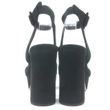 Miu Miu Platform Ankle Strap Sandals Black Suede Size 36 Open Toe Heels