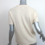 Stussy Sidney Logo Tee Ivory Brushed Knit Size Small Short Sleeve Sweater