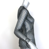 Dries Van Noten long-sleeve black fishnet top, medium, authentic pre-owned designer piece, gently worn