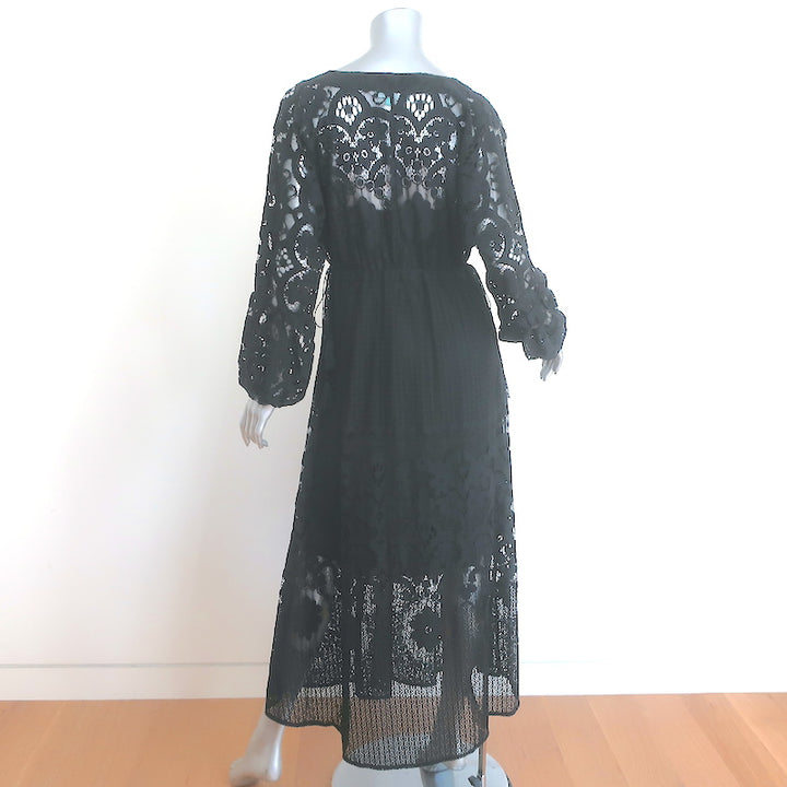 Melissa Odabash Melissa Tie-Side Midi Dress Black Lace One Size