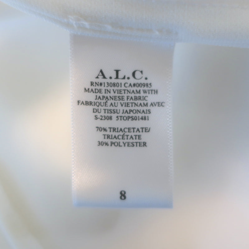 A.L.C. Carey II Puff Sleeve Top White Crepe Size 8