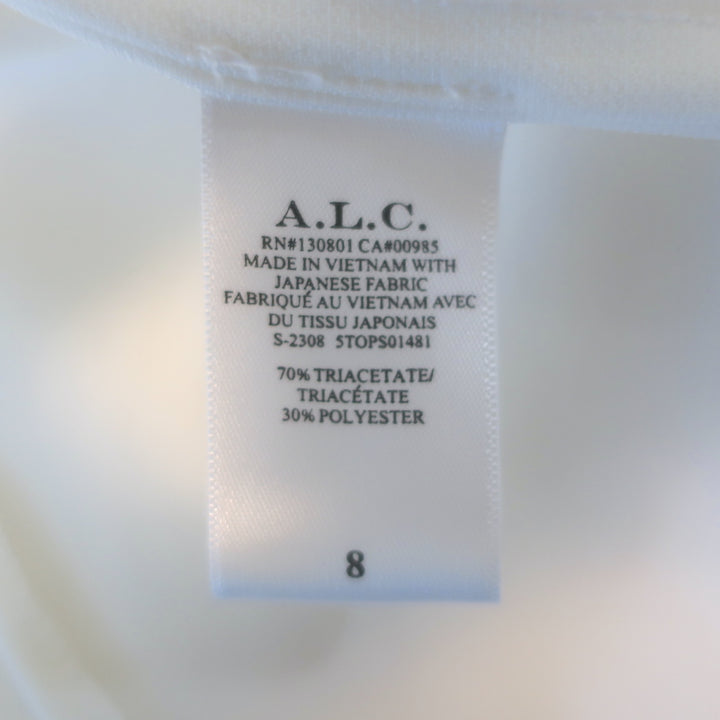 A.L.C. Carey II Puff Sleeve Top White Crepe Size 8