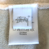Stussy Sidney Logo Tee Ivory Brushed Knit Size Small Short Sleeve Sweater