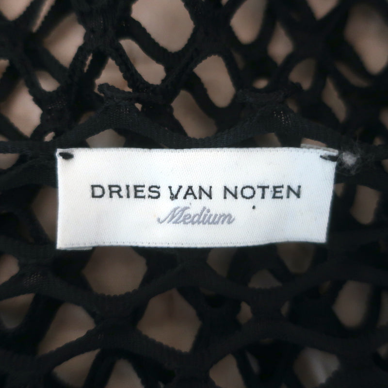 Authentic Dries Van Noten black fishnet long-sleeve top, size M — pre-owned, gently worn