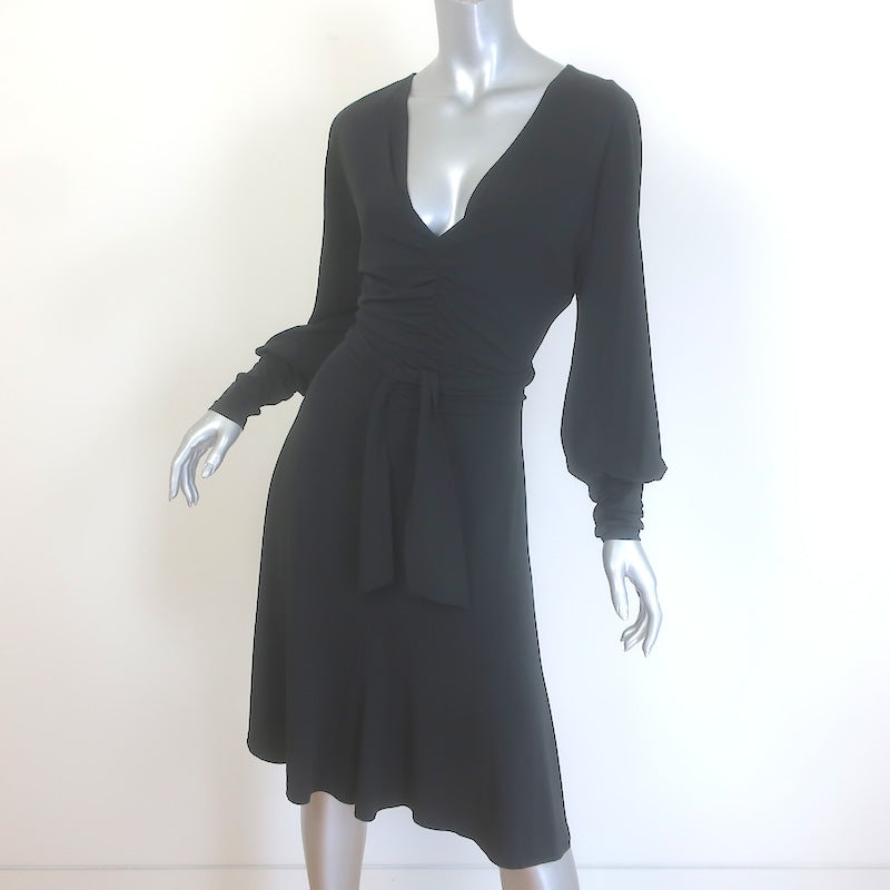 M Missoni Blouson-Sleeve Tie Waist Dress Black Stretch Jersey Size US 6