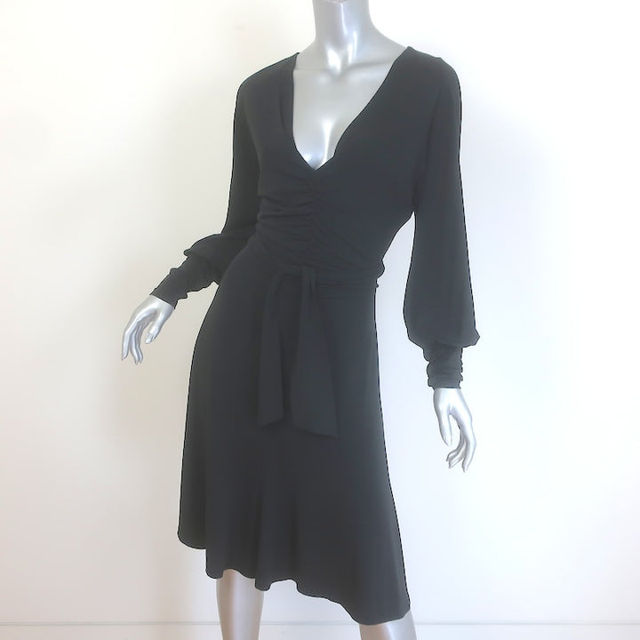M Missoni Blouson-Sleeve Tie Waist Dress Black Stretch Jersey Size US 6