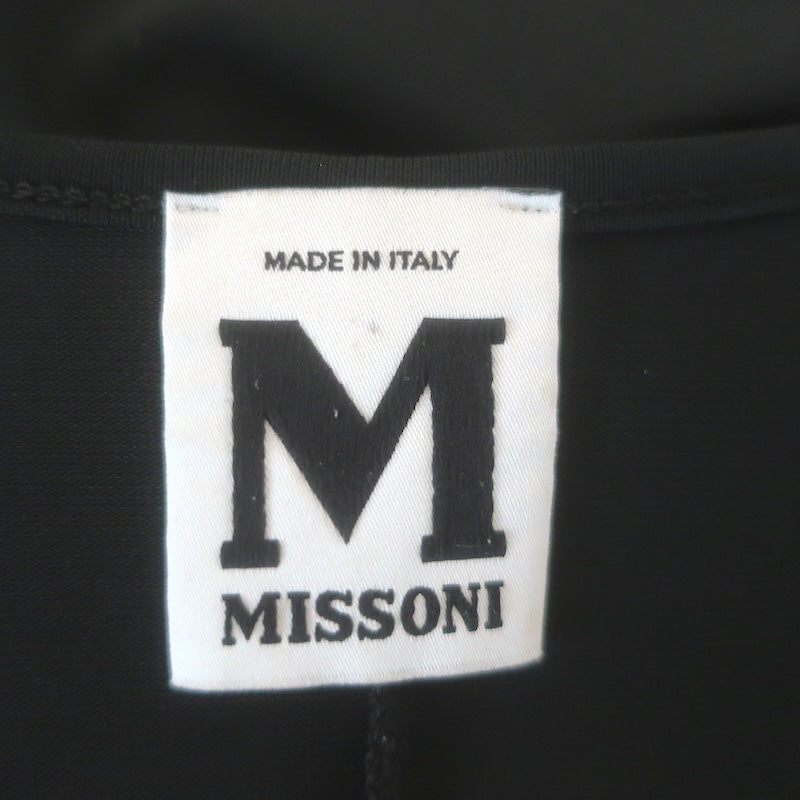 M Missoni Blouson-Sleeve Tie Waist Dress Black Stretch Jersey Size US 6
