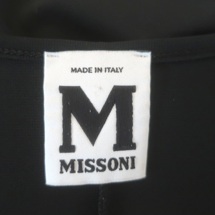 M Missoni Blouson-Sleeve Tie Waist Dress Black Stretch Jersey Size US 6