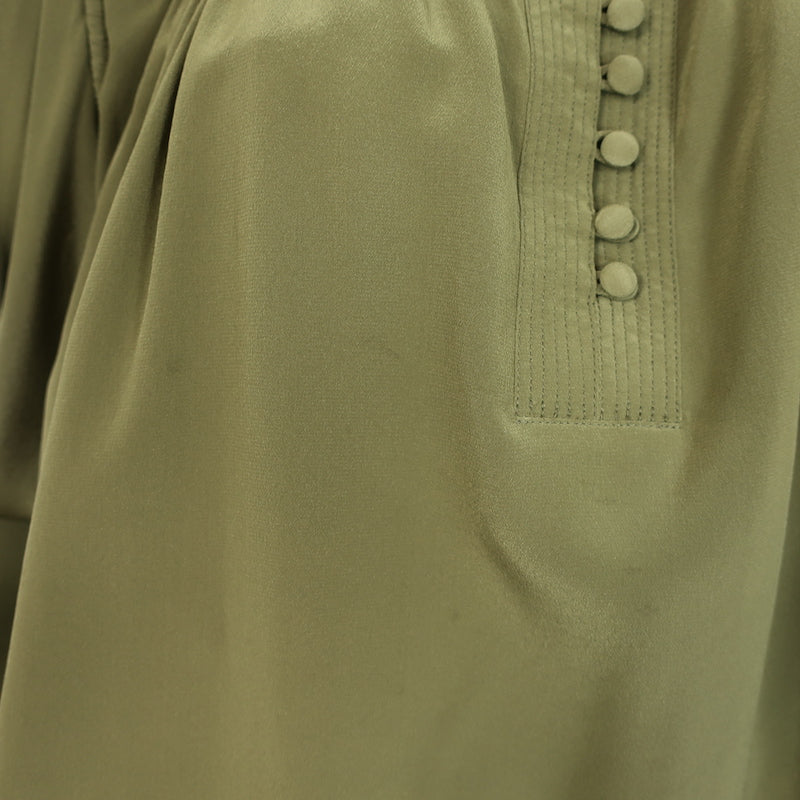 Ulla Johnson Lela Puff Sleeve Blouse Olive Silk Size 10