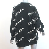 Balenciaga Allover Logo Sweater Black Wool-Camel Size 34 Crewneck Pullover