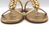 Gianvito Rossi Capua Braided T-Strap Sandals Gold Metallic Leather Size 36.5 NEW