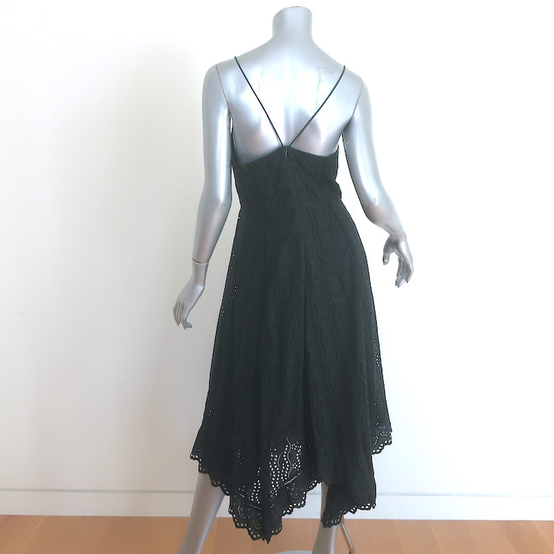 LoveShackFancy Melody Broderie Anglaise Midi Dress Black Size Large