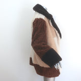 A.L.C. Stefan Colorblock Teddy Coat Brown/White Faux Fur Size Extra Large